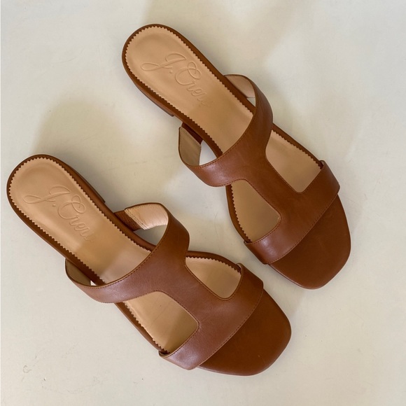 J. Crew || Hazel Leather Cutout Sandals Brown Tan 10 - Picture 2 of 8